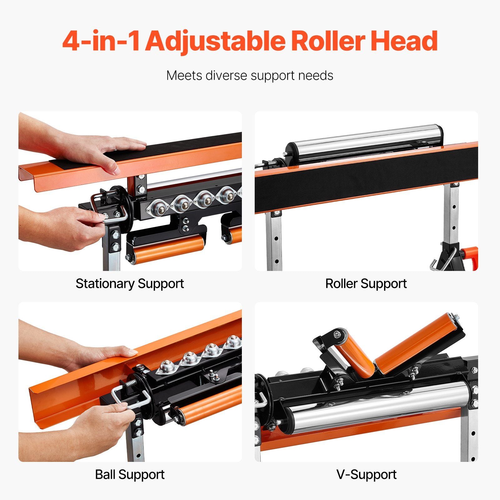 4-in-1 Roller Stand, 220 kg Load Capacity, 838.2-1270 mm Adjustable Height, Folding Heavy Duty with Rack & V952-DGZDZGTMGGJ4QQC0MV0