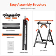 4-in-1 Roller Stand, 220 kg Load Capacity, 838.2-1270 mm Adjustable Height, Folding Heavy Duty with Rack & V952-DGZDZGTMGGJ4QQC0MV0