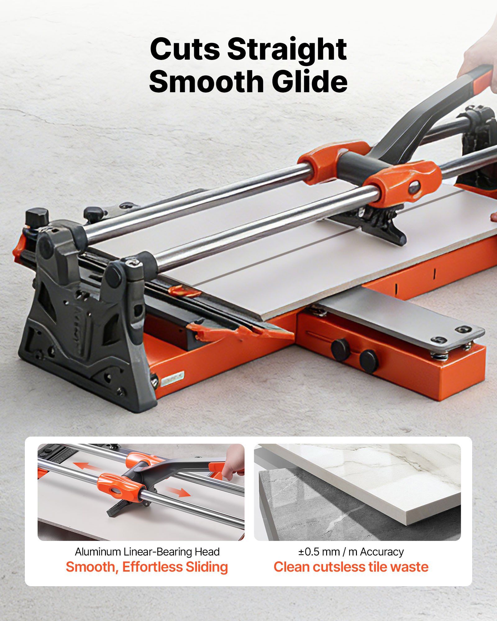 600 mm Manual Tile Cutter, Upgraded Sliding Head Cutting Tool with Spring-Loaded Base, Angle Fence, Tungsten V952-DHDZHDTSJK06UFL78001V0