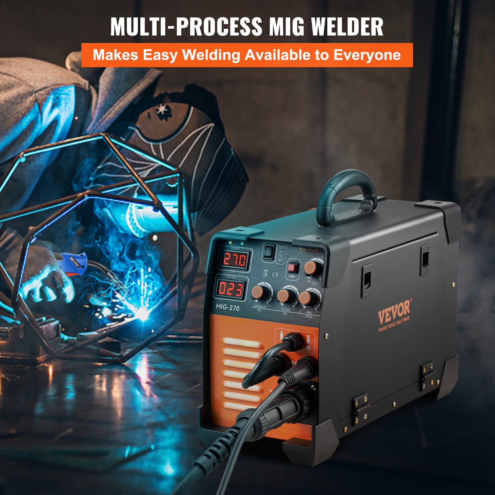 Mig Welder Welding Machine MIG-270 MIG MMA TIG IGBT DC Inverter Welder Digital Display V952-DHJMIGMMAMIGLL6WNV3
