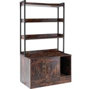 Cat Litter Box Enclosure Wooden Litter Box Furniture Hidden with 3 Shelves V952-DHSCBBSNJSMSUOAB6V0