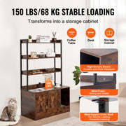 Cat Litter Box Enclosure Wooden Litter Box Furniture Hidden with 3 Shelves V952-DHSCBBSNJSMSUOAB6V0