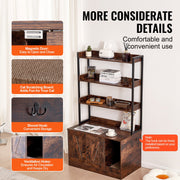 Cat Litter Box Enclosure Wooden Litter Box Furniture Hidden with 3 Shelves V952-DHSCBBSNJSMSUOAB6V0