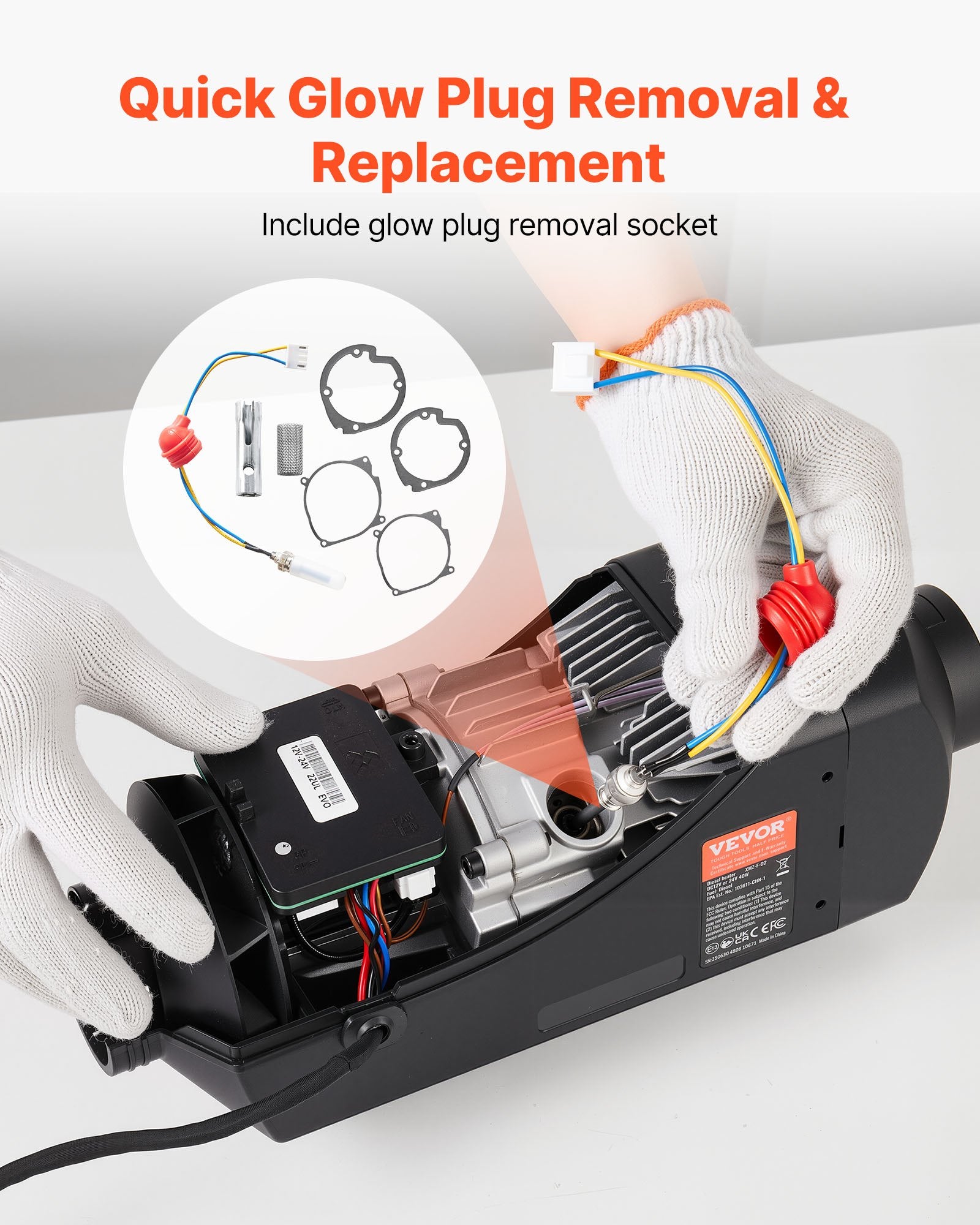 8V Glow Plug Repair Kit, Glow Plug Heater Repair Parking Heater Maintenance Kit with Atomization Mesh, V952-DHSPJDHSDHSC2FRHA001V0