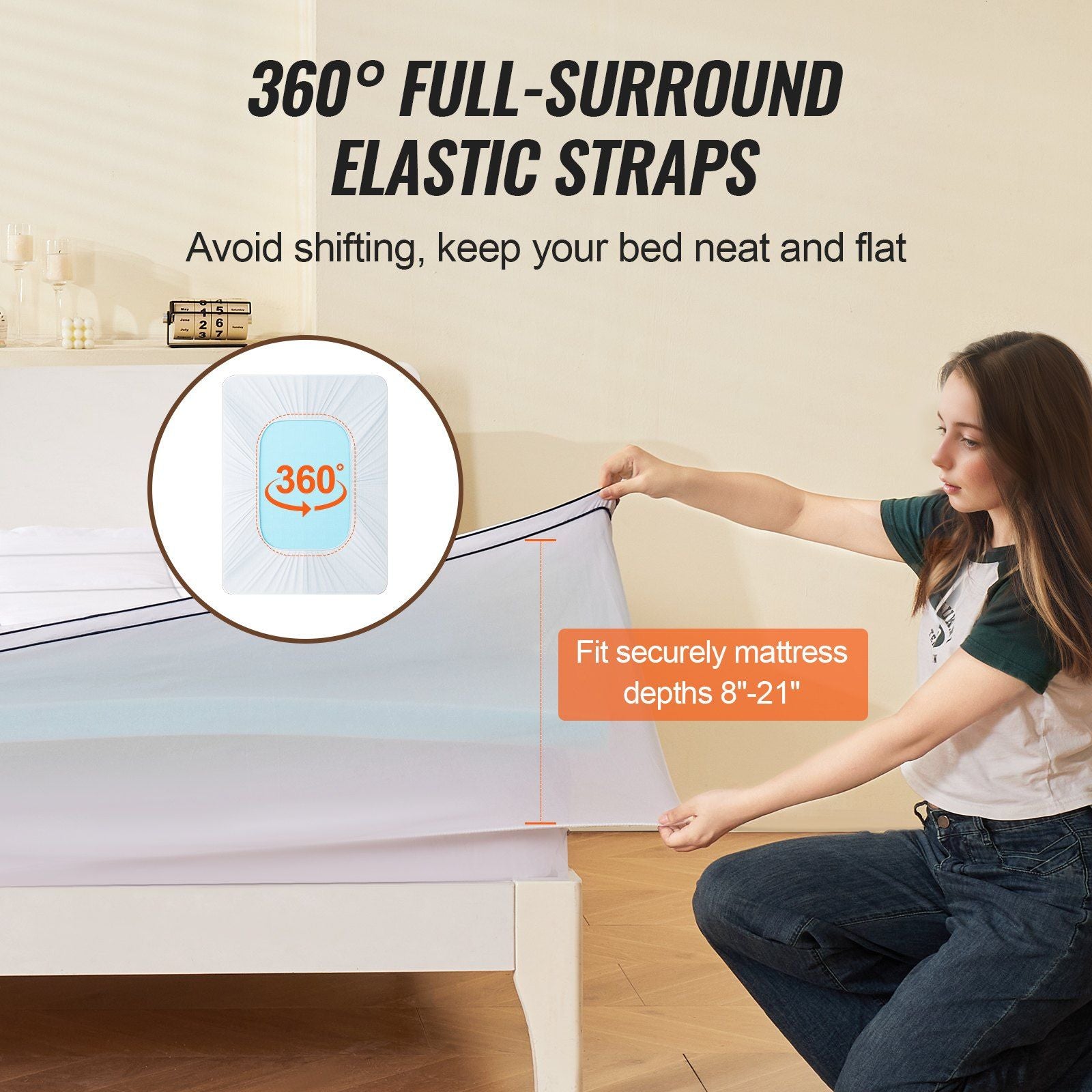 Mattress Topper, Queen Size, 76.2 mm Thickness, Memory Foam, Fiber Fill, Detachable & Washable, Ergonomically V952-DHYCDZ6080INB13V8V0