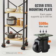 Leveling Casters, Set of 4, 1000 kg Total Load Capacity, 63.5 mm, Heavy Duty with Upgraded Handle Design, 360 V952-DJJLBSDJPBS4EN0Q3V0