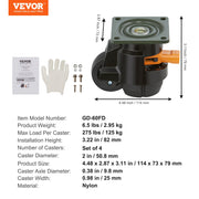Leveling Casters, Set of 4, 500 kg Total Load Capacity, 50.8 mm, Heavy Duty with Upgraded Handle Design, 360 V952-DJJLBSDJPBS4QUJMHV0