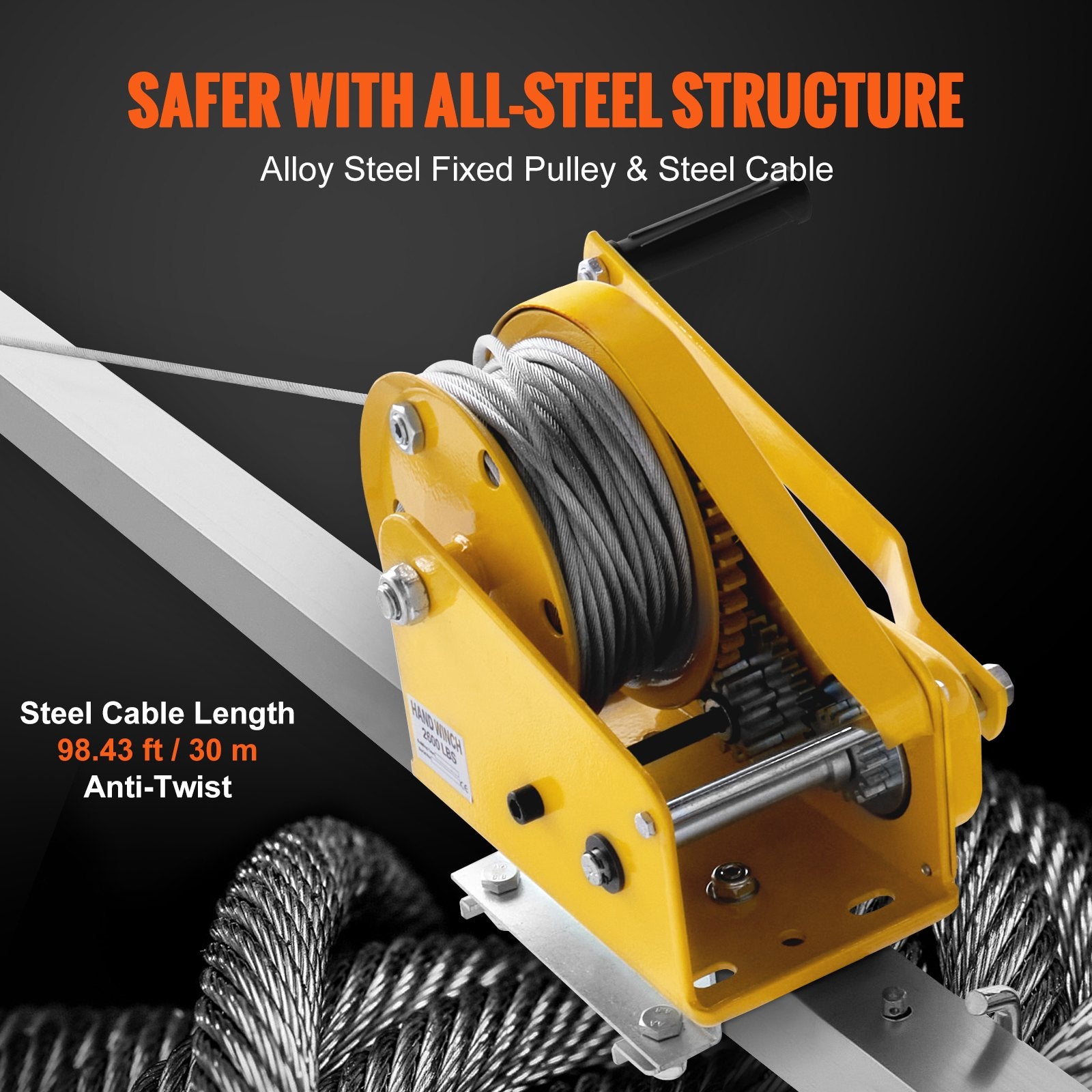 Confined Space Tripod Kit, 2600 lbs Winch, Confined Space Tripod 8' Legs and 98' Cable, Confined Space Rescue V952-DJPJYSJJ2600T2F4PV0