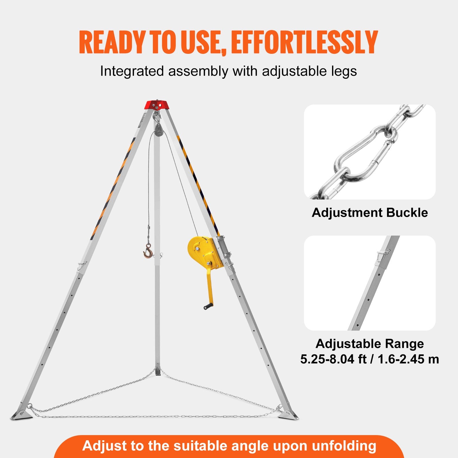 Confined Space Tripod Kit, 2600 lbs Winch, Confined Space Tripod 8' Legs and 98' Cable, Confined Space Rescue V952-DJPJYSJJ2600T2F4PV0