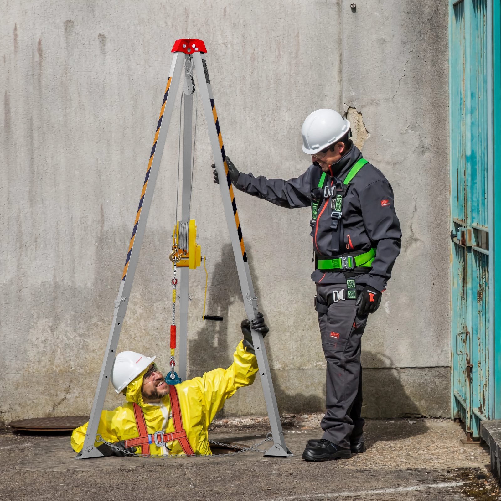 Confined Space Tripod Kit, 2600 lbs Winch, Confined Space Tripod 8' Legs and 98' Cable, Confined Space Rescue V952-DJPJYSJJ2600T2F4PV0