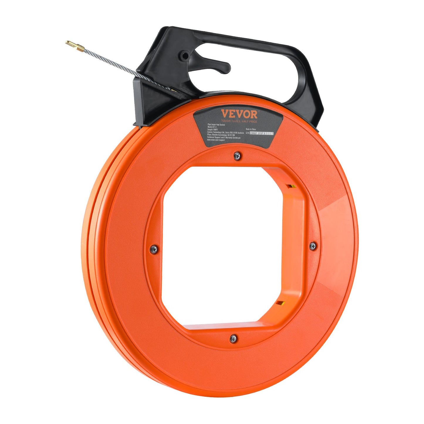 Fish Tape, 100 ft, 3/16-inch, Fiberglass Wire Puller with Optimized Housing and Handle, Easy-to-Use Cable V952-DJPYD316100FT6K90V0