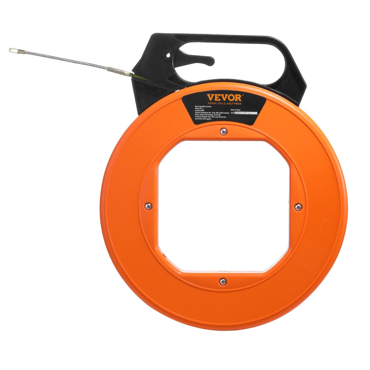 Fish Tape, 100 ft, 3/16-inch, Fiberglass Wire Puller with Optimized Housing and Handle, Easy-to-Use Cable V952-DJPYD316100FT6K90V0