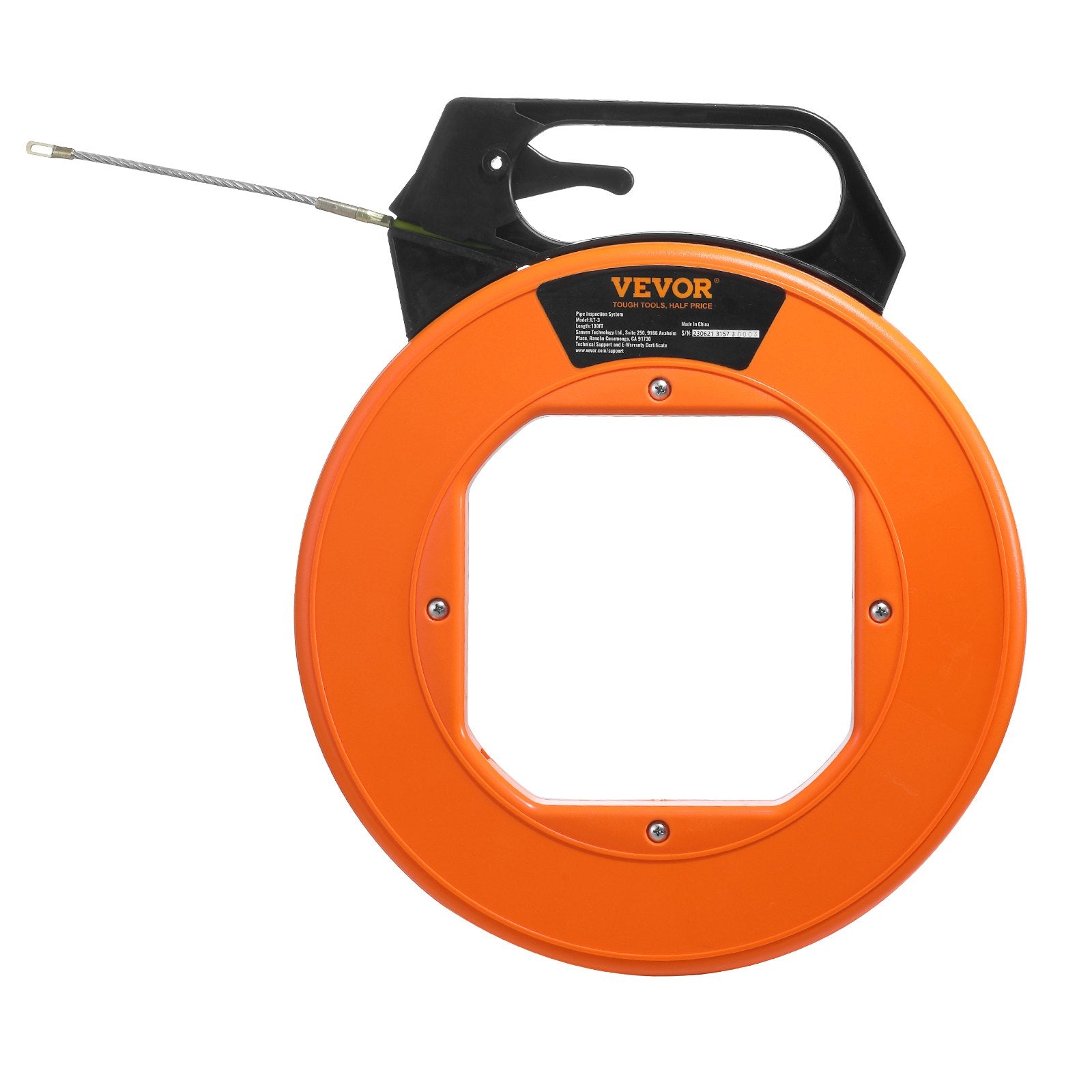 Fish Tape, 100 ft, 3/16-inch, Fiberglass Wire Puller with Optimized Housing and Handle, Easy-to-Use Cable V952-DJPYD316100FT6K90V0