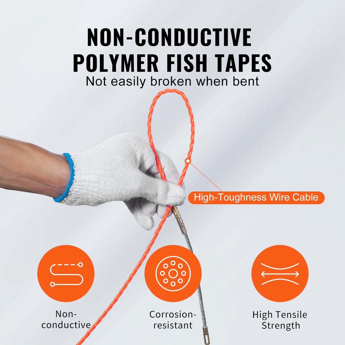 Fish Tape, 38.1 m Length, 4.5 mm, PET Wire Puller with Optimized Housing and Handle, Easy-to-Use Cable Puller V952-DJPYD316125FTSODSV0
