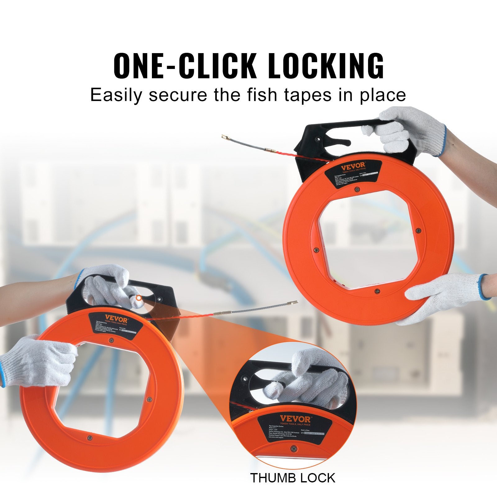 Fish Tape, 38.1 m Length, 4.5 mm, PET Wire Puller with Optimized Housing and Handle, Easy-to-Use Cable Puller V952-DJPYD316125FTSODSV0