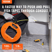 Fish Tape, 30.5 m, 4.2 mm, Fiberglass Wire Puller with Optimized Housing and Handle, Easy-to-Use Cable Puller V952-DJPYDBLXW16IXBAHUV0
