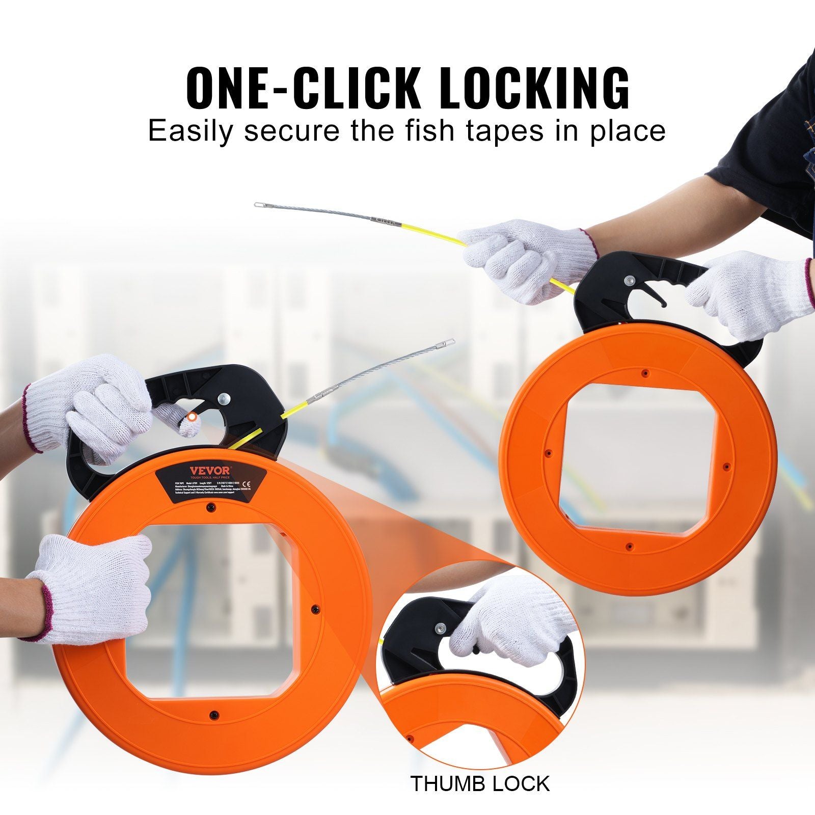 Fish Tape, 30.5 m, 4.2 mm, Fiberglass Wire Puller with Optimized Housing and Handle, Easy-to-Use Cable Puller V952-DJPYDBLXW16IXBAHUV0
