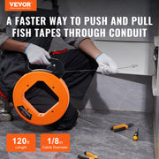 Fish Tape, 36.58 m, 3 mm, Steel Wire Puller with Optimized Housing and Handle, Easy-to-Use Cable Puller Tool, V952-DJPYDG18INCH2QNBXV0