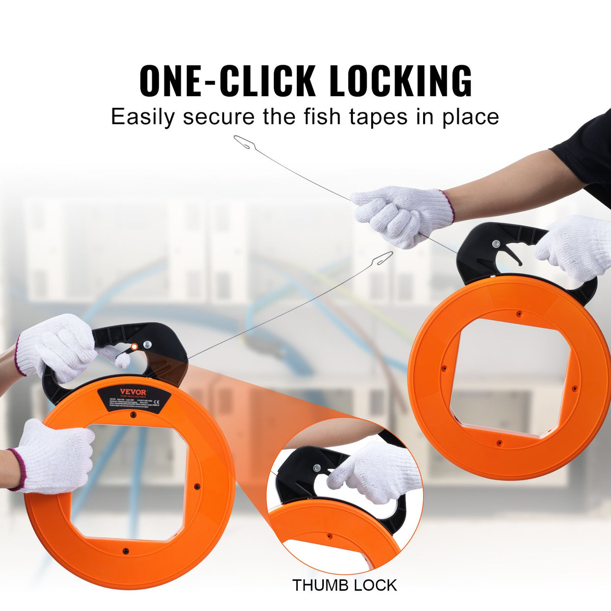 Fish Tape, 36.58 m, 3 mm, Steel Wire Puller with Optimized Housing and Handle, Easy-to-Use Cable Puller Tool, V952-DJPYDG18INCH2QNBXV0