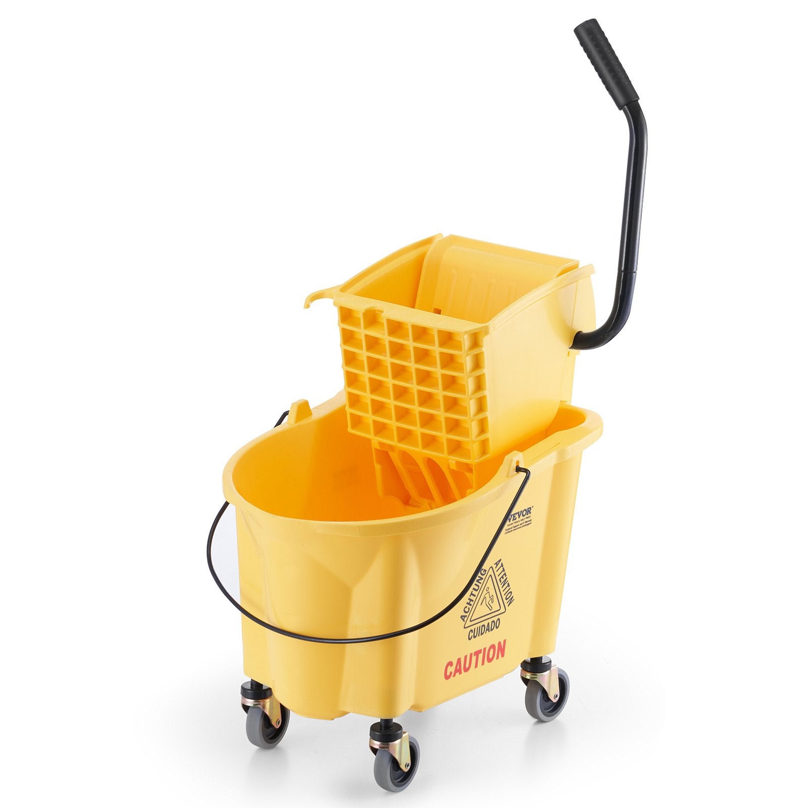 Mop Bucket with Wringer, 26 Qt. Commercial Mop Bucket with Side Press Wringer, Side-Press Mop Bucket and V952-DJSDTBT2628QRG0VAV0