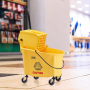Mop Bucket with Wringer, 26 Qt. Commercial Mop Bucket with Side Press Wringer, Side-Press Mop Bucket and V952-DJSDTBT2628QRG0VAV0