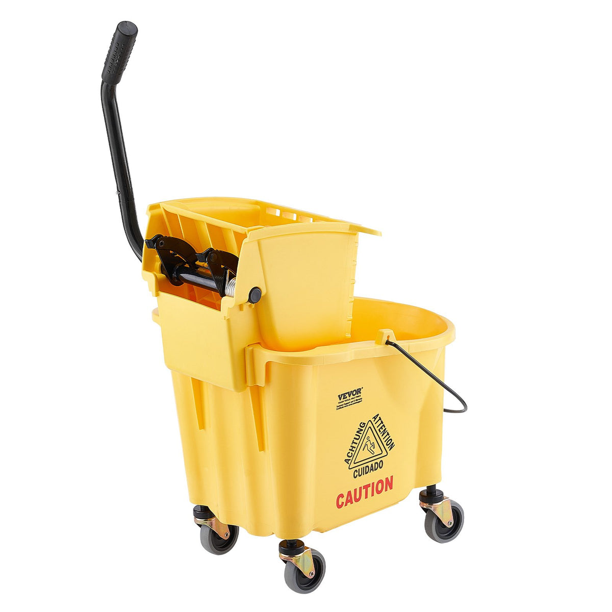 Mop Bucket with Wringer, 26 Qt. Commercial Mop Bucket with Side Press Wringer, Side-Press Mop Bucket and V952-DJSDTBT2628QRG0VAV0