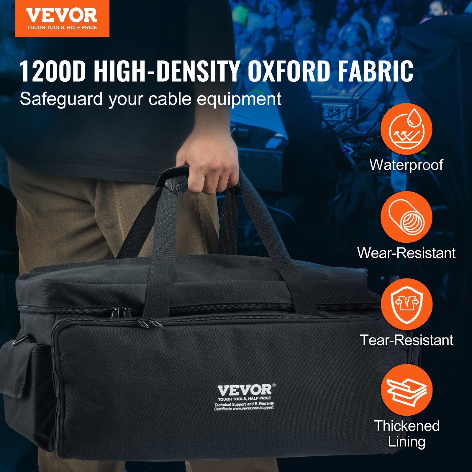 DJ Cable File Bag, 1200D Oxford Fabric, DJ Gig Bag with 9 Detachable Divider 4.92 ft Padded Shoulder Strap V952-DJSNB1200DNJTF6JEV0
