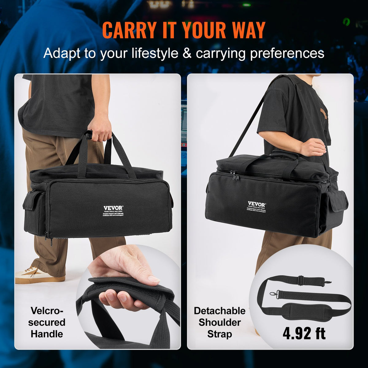 DJ Cable File Bag, 1200D Oxford Fabric, DJ Gig Bag with 9 Detachable Divider 4.92 ft Padded Shoulder Strap V952-DJSNB1200DNJTF6JEV0