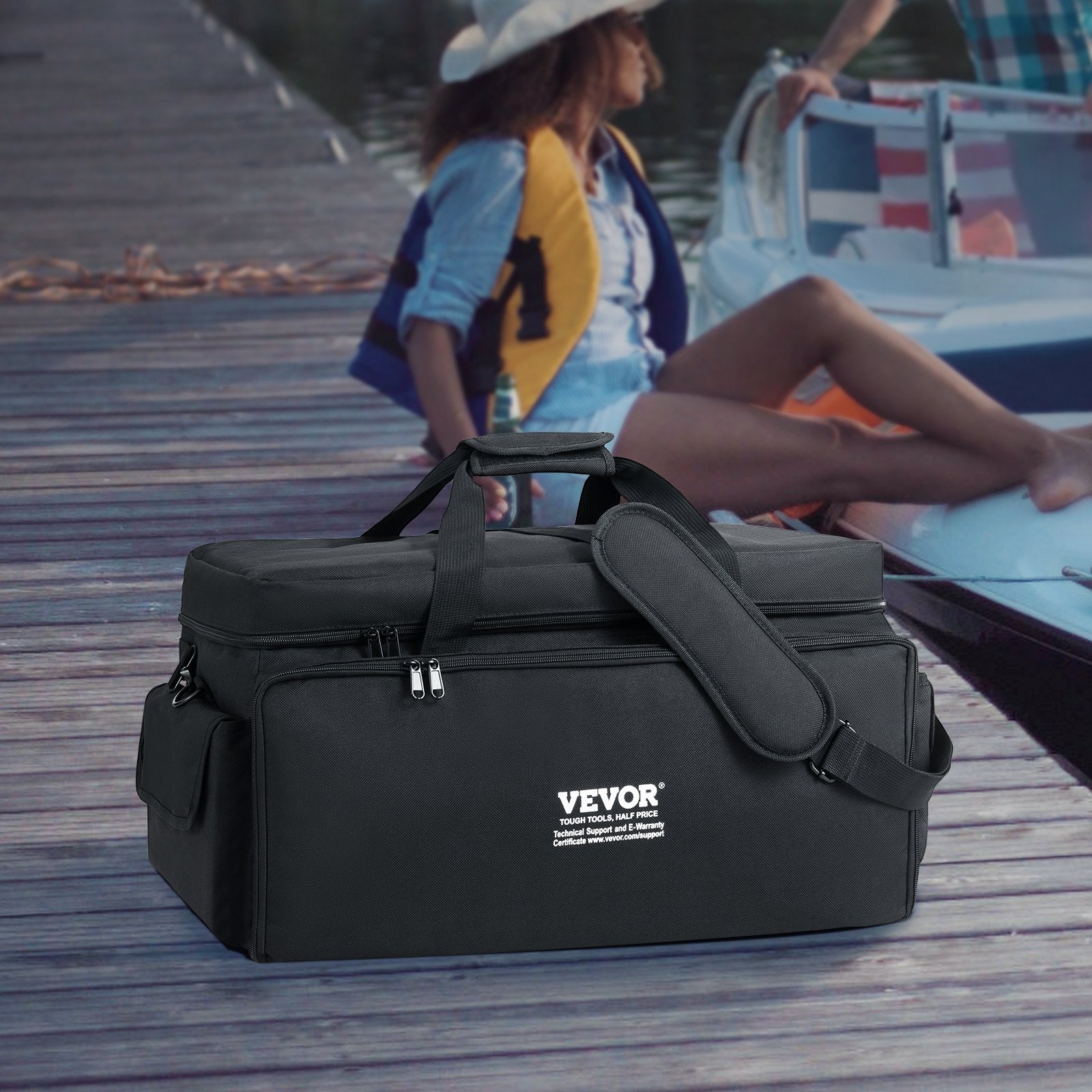 DJ Cable File Bag, 1200D Oxford Fabric, DJ Gig Bag with 9 Detachable Divider 4.92 ft Padded Shoulder Strap V952-DJSNB1200DNJTF6JEV0