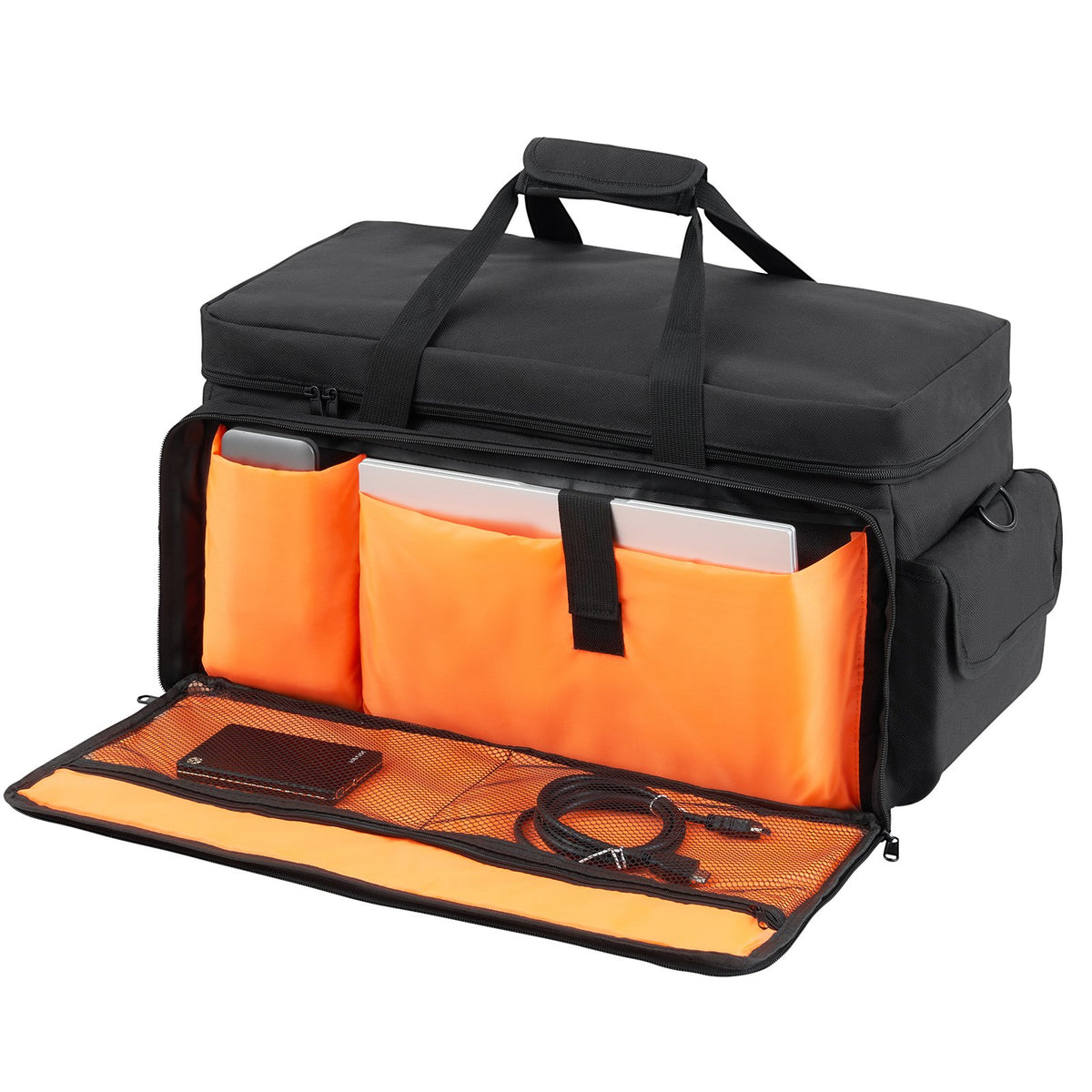 DJ Cable File Bag, 1200D Oxford Fabric, DJ Gig Bag with 9 Detachable Divider 4.92 ft Padded Shoulder Strap V952-DJSNB1200DNJTF6JEV0