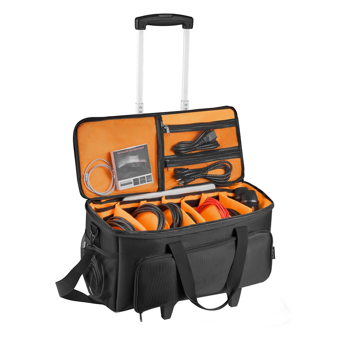 Rolling DJ Cable Bag, 1680D, Padded File Gig Bag with Wheels, 6 Detachable Divider, Travel Storage Music Gear V952-DJSNB1680DZH0XLYB001V0