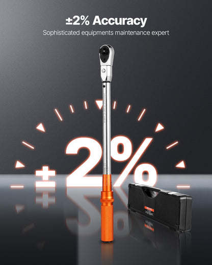 Adjustable Click Torque Wrench, 1/2 Inch Drive, 20-160 lbf-ft/27.1-216.8 N.m, Dual-direction and Dual Range V952-DJSNLBS101708PMCDV0