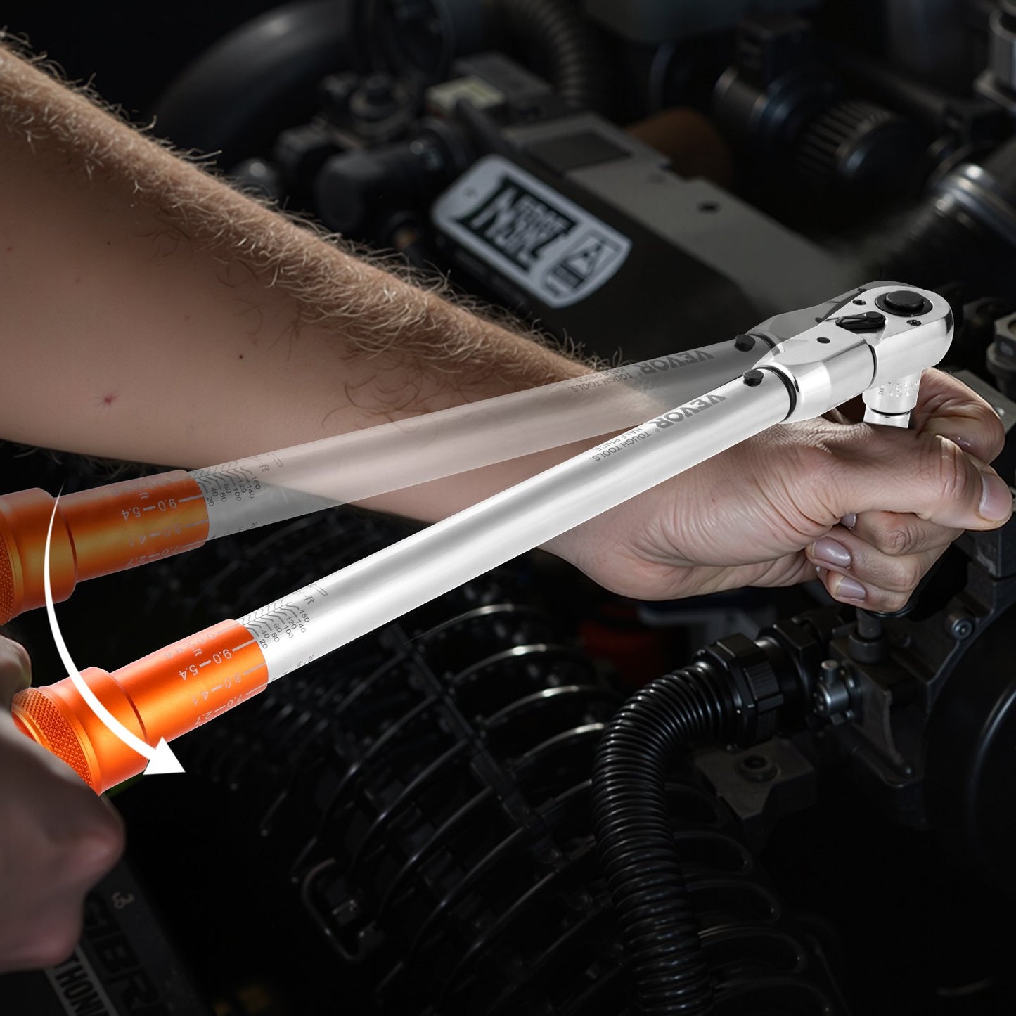 Adjustable Click Torque Wrench, 1/2 Inch Drive, 20-160 lbf-ft/27.1-216.8 N.m, Dual-direction and Dual Range V952-DJSNLBS101708PMCDV0