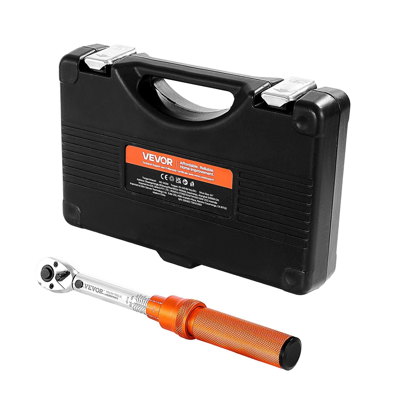 Click Torque Wrench Set, 1/4Inch Drive, 20-240 lbf-in / 2.3-27.1N.m, Dual-direction and Dual Range Scales, V952-DJSNLBS102300IUGKV0