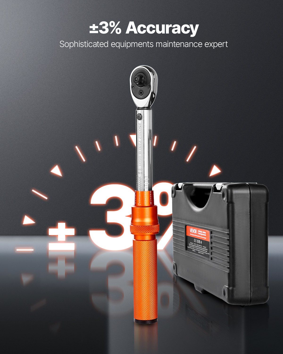Click Torque Wrench Set, 1/4Inch Drive, 20-240 lbf-in / 2.3-27.1N.m, Dual-direction and Dual Range Scales, V952-DJSNLBS102300IUGKV0