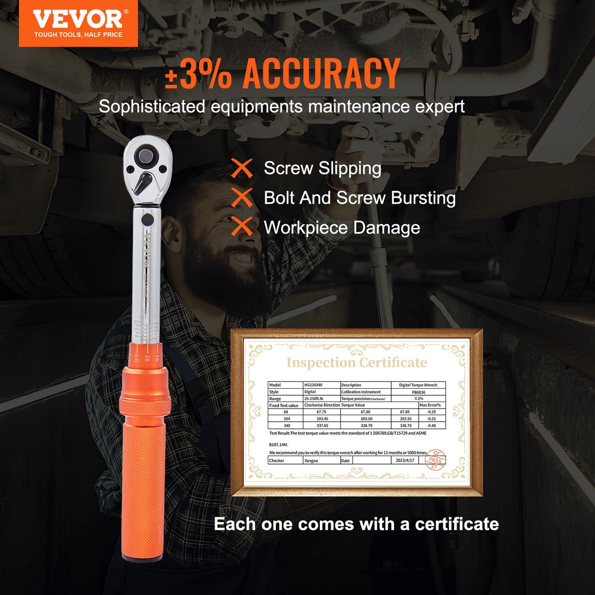 Torque Wrench Adjustable Torque Wrench 1/4" Drive 20-200in.lb/2.3-23Nm V952-DJSNLBSKDSSZN4391V0