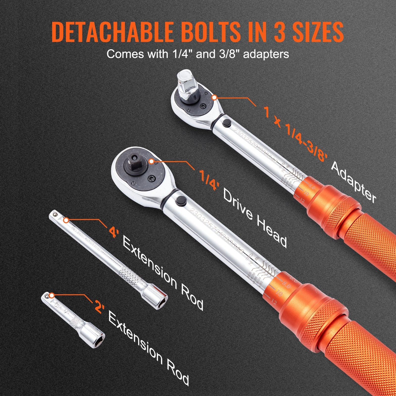 Torque Wrench Adjustable Torque Wrench 1/4" Drive 20-200in.lb/2.3-23Nm V952-DJSNLBSKDSSZN4391V0