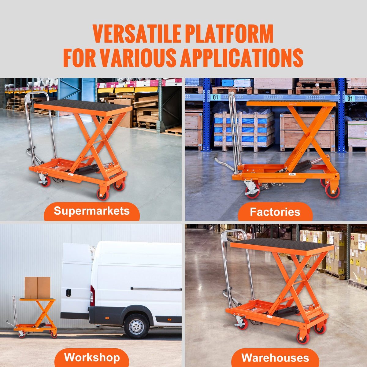 Hydraulic Lift Table Cart, 500lbs Capacity 28.5" Lifting Height, Manual Single Scissor Lift Table with 4 V952-DJYYSJPTCCS4EL7SHV0