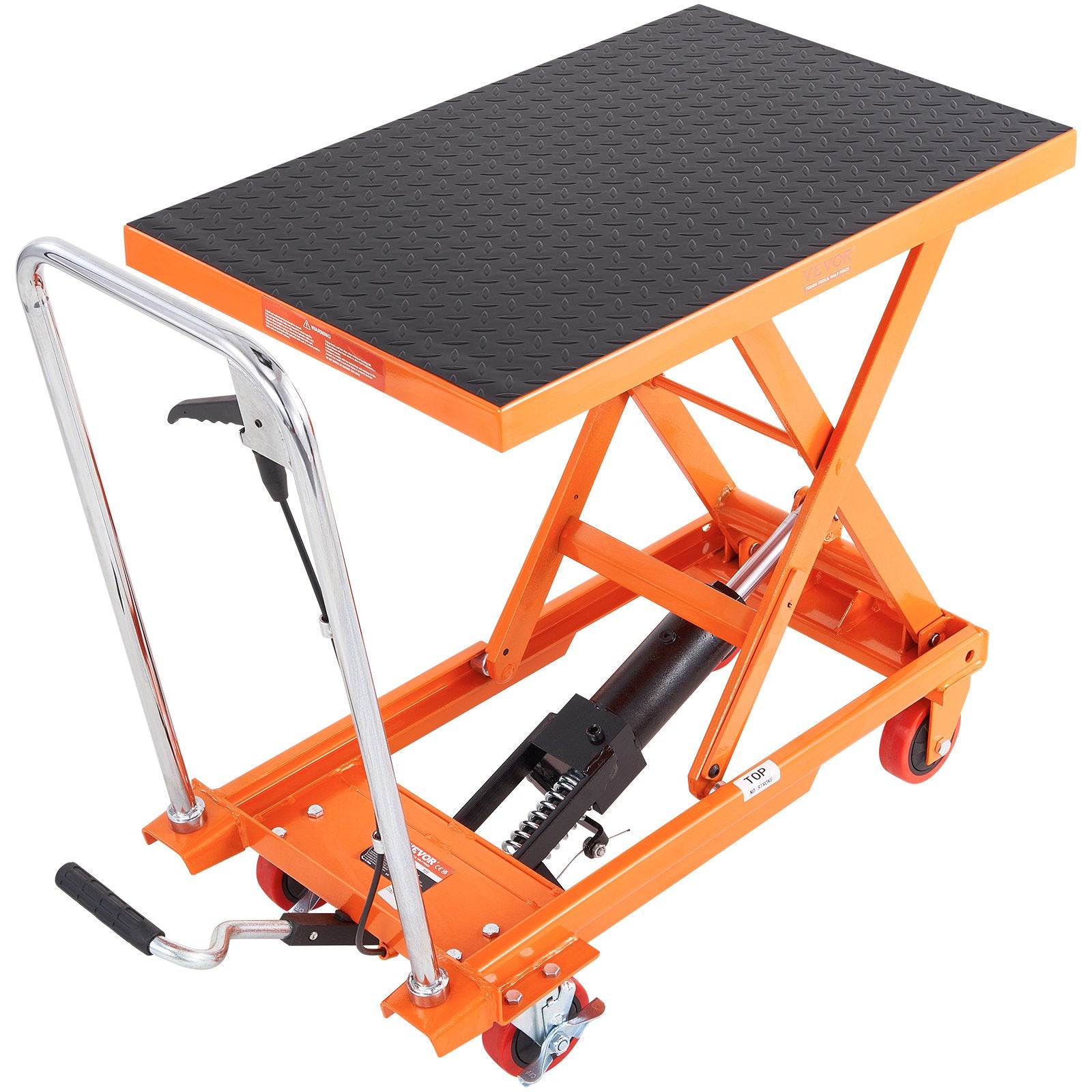 Hydraulic Lift Table Cart, 500lbs Capacity 28.5" Lifting Height, Manual Single Scissor Lift Table with 4 V952-DJYYSJPTCCS4EL7SHV0