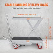 Hydraulic Lift Table Cart, 500lbs Capacity 28.5" Lifting Height, Manual Single Scissor Lift Table with 4 V952-DJYYSJPTCHS42SG52V0