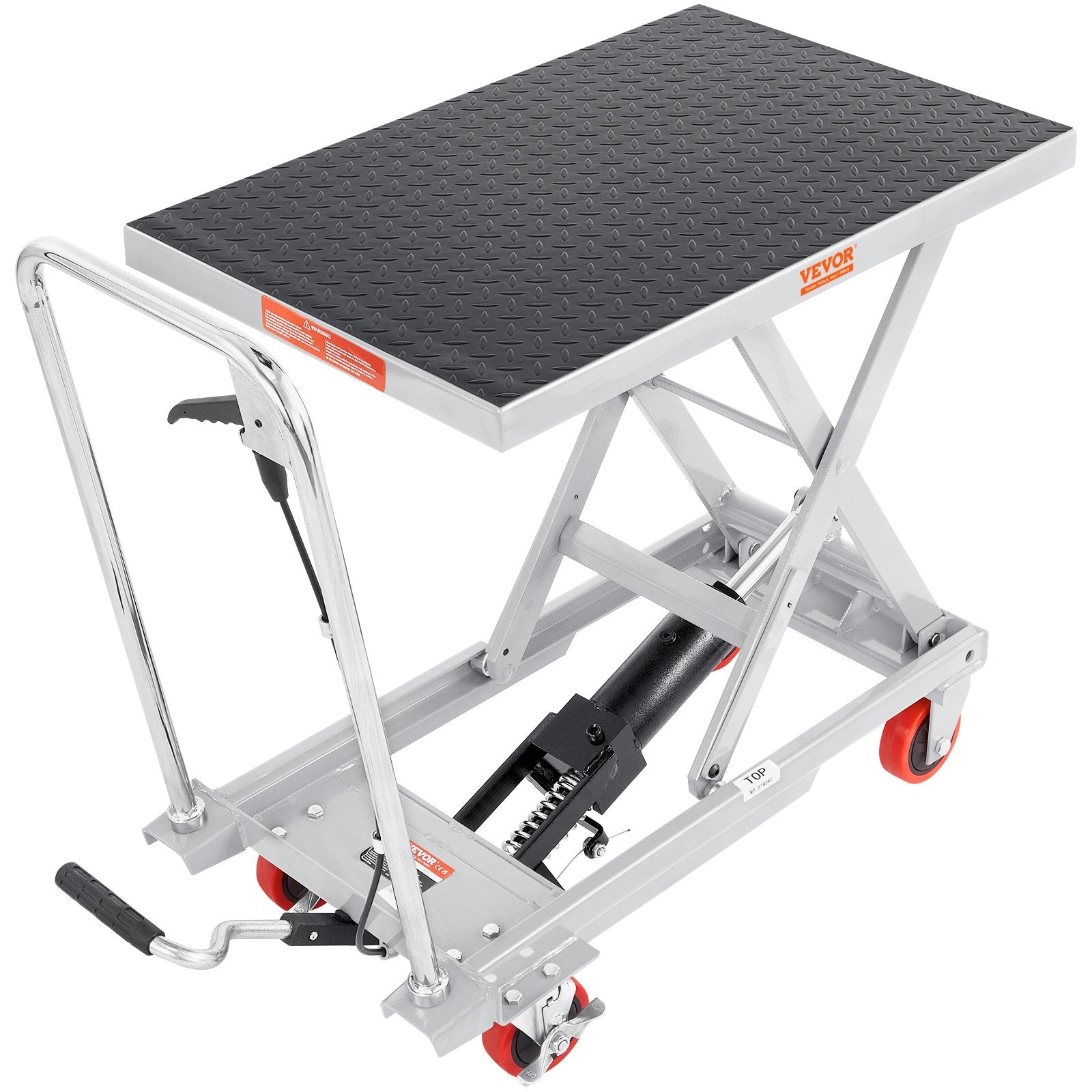 Hydraulic Lift Table Cart, 500lbs Capacity 28.5" Lifting Height, Manual Single Scissor Lift Table with 4 V952-DJYYSJPTCHS42SG52V0