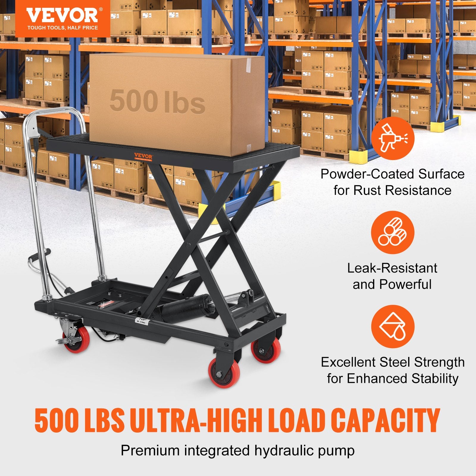 Hydraulic Lift Table Cart, 330lbs Capacity 28.5" Lifting Height, Manual Single Scissor Lift Table with 4 V952-DJYYSJPTCHS4JSQNFV0
