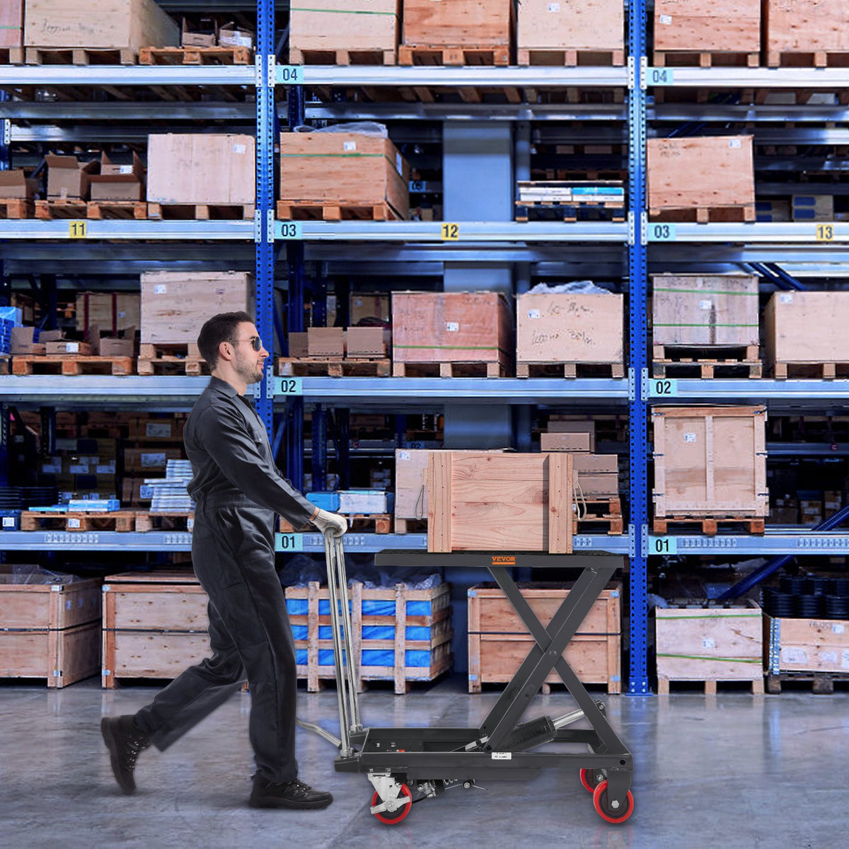 Hydraulic Lift Table Cart, 330lbs Capacity 28.5" Lifting Height, Manual Single Scissor Lift Table with 4 V952-DJYYSJPTCHS4JSQNFV0