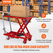 Hydraulic Lift Table Cart, 330lbs Capacity 28.5" Lifting Height, Manual Single Scissor Lift Table with 4 V952-DJYYSJPTCHS4NLPJYV0