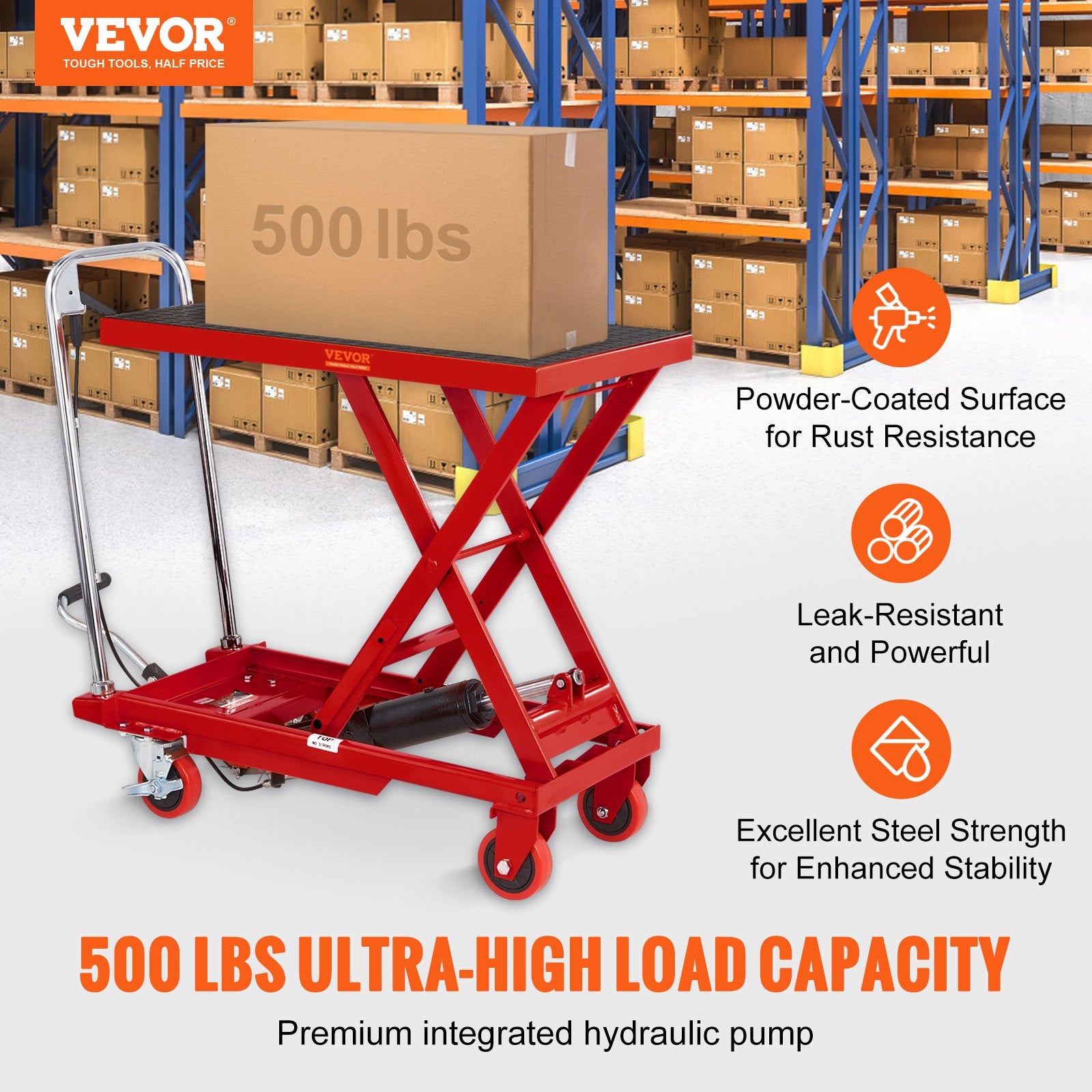 Hydraulic Lift Table Cart, 330lbs Capacity 28.5" Lifting Height, Manual Single Scissor Lift Table with 4 V952-DJYYSJPTCHS4NLPJYV0