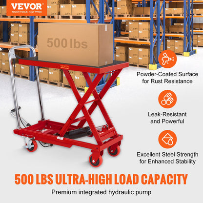 Hydraulic Lift Table Cart, 330lbs Capacity 28.5" Lifting Height, Manual Single Scissor Lift Table with 4 V952-DJYYSJPTCHS4NLPJYV0