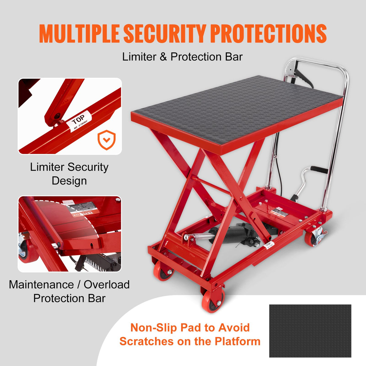 Hydraulic Lift Table Cart, 330lbs Capacity 28.5" Lifting Height, Manual Single Scissor Lift Table with 4 V952-DJYYSJPTCHS4NLPJYV0
