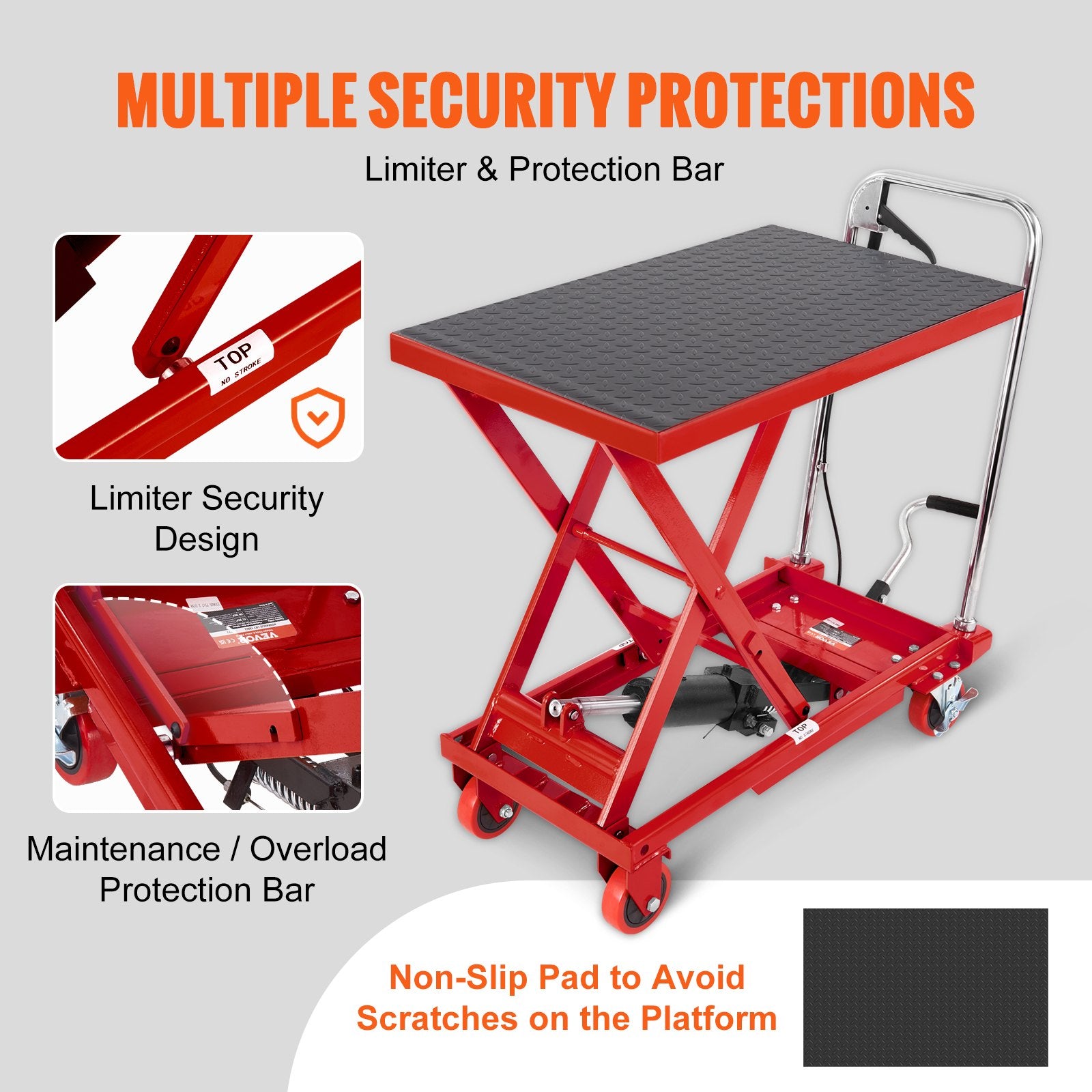 Hydraulic Lift Table Cart, 330lbs Capacity 28.5" Lifting Height, Manual Single Scissor Lift Table with 4 V952-DJYYSJPTCHS4NLPJYV0