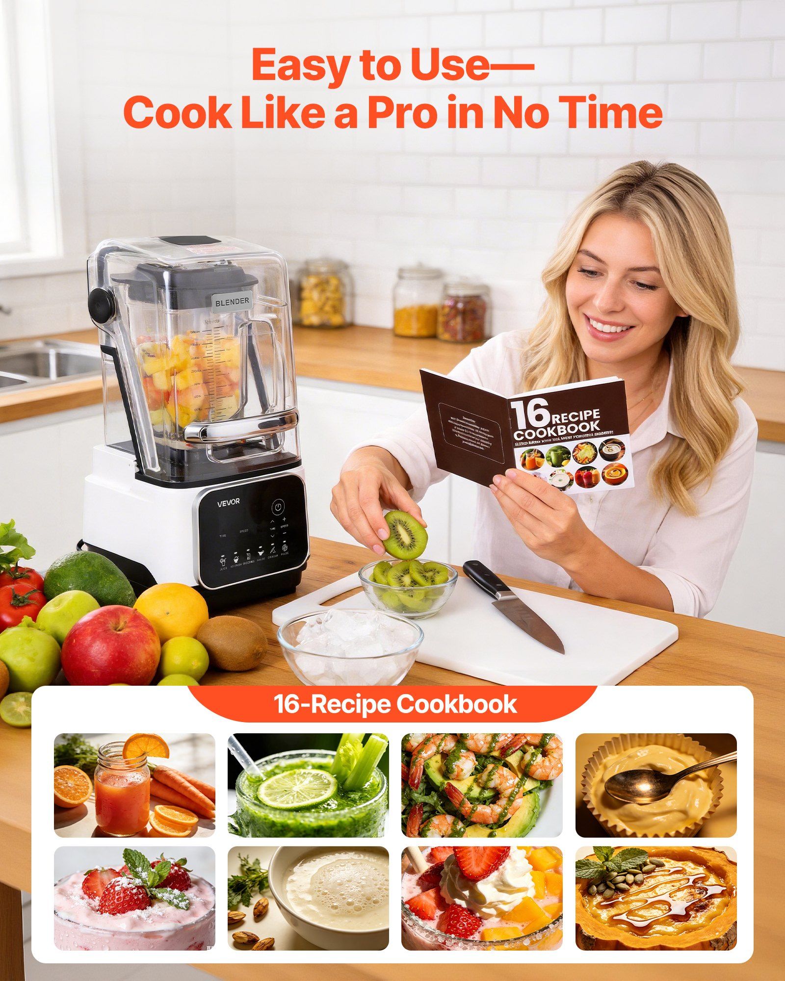 Blender, 2L Professional Countertop Blenders with Shield, 2200W 26000RPM Kitchen Food Processor Combo, V952-DJYZSBJBJ2L197T2E001V3