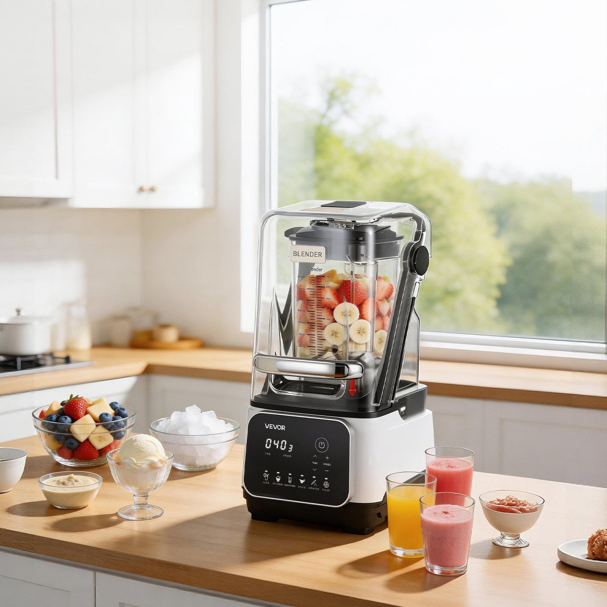 Blender, 2L Professional Countertop Blenders with Shield, 2200W 26000RPM Kitchen Food Processor Combo, V952-DJYZSBJBJ2L197T2E001V3